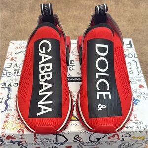 Dolce & Gabbana Sorrento Red Slip-On Sneakers
